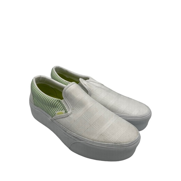 NEW Vans Classic Slip-On Stackform Sneaker Summer Picnic White Green Women’s - Picture 1 of 6